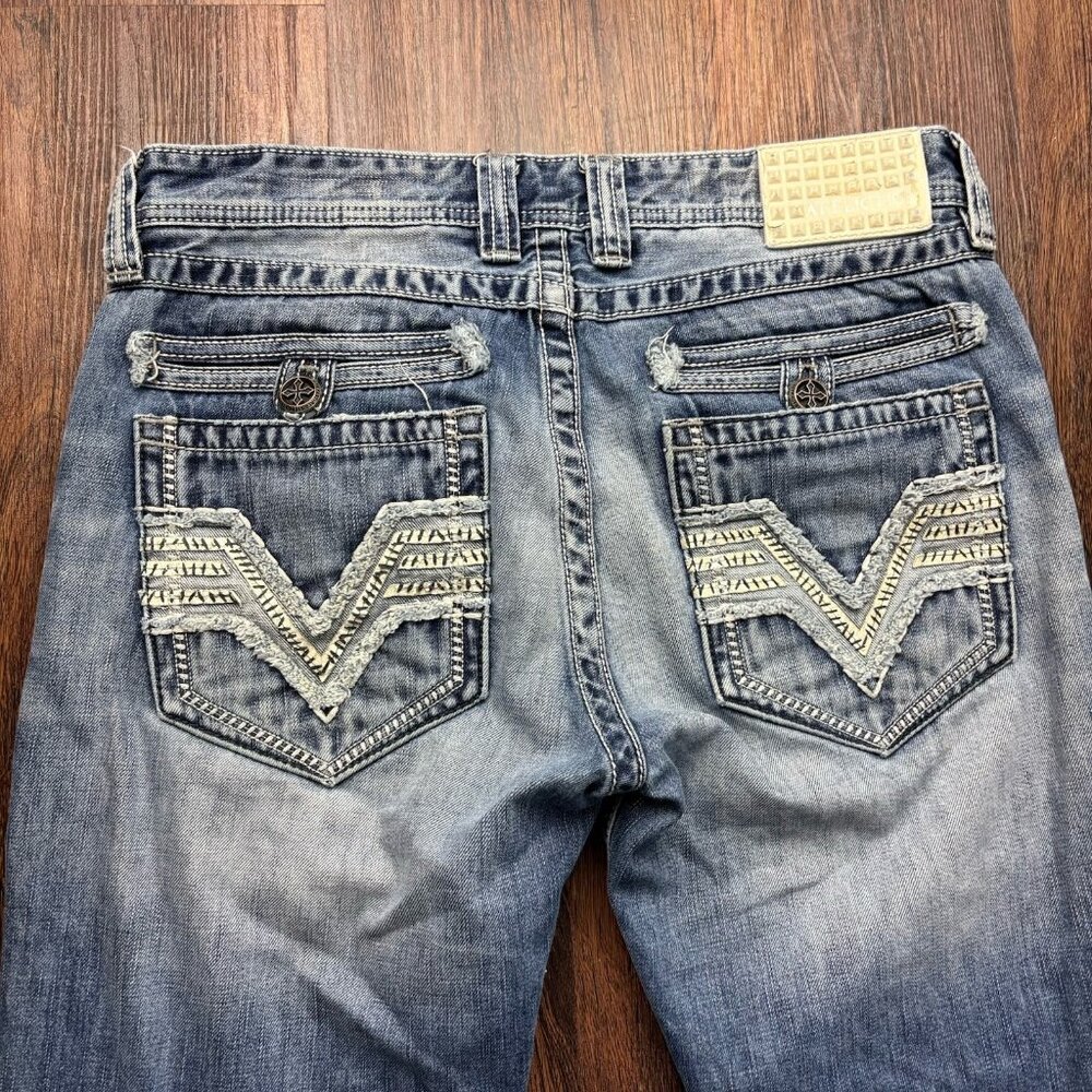 Affliction Cooper Bootcut Jeans Embroidered Western Destroyed Light Wash Size 32 - Picture 4 of 13